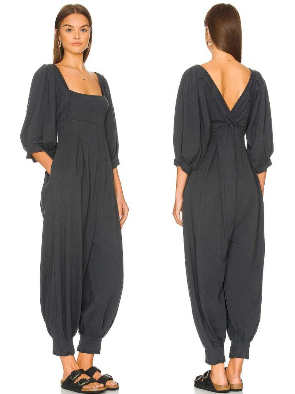Free People Women's Lotta Love Romper Jumpsuit Anthracite Grey S / M